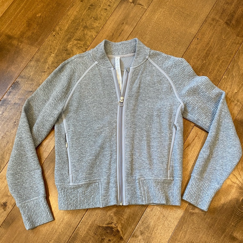 Lululemon Gray Full Zip Bomber Jacket, Size 4